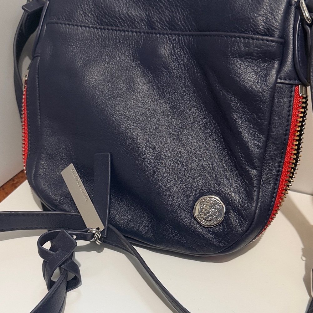 Vince Camuto Navy and Red Leather Crossbody Bag